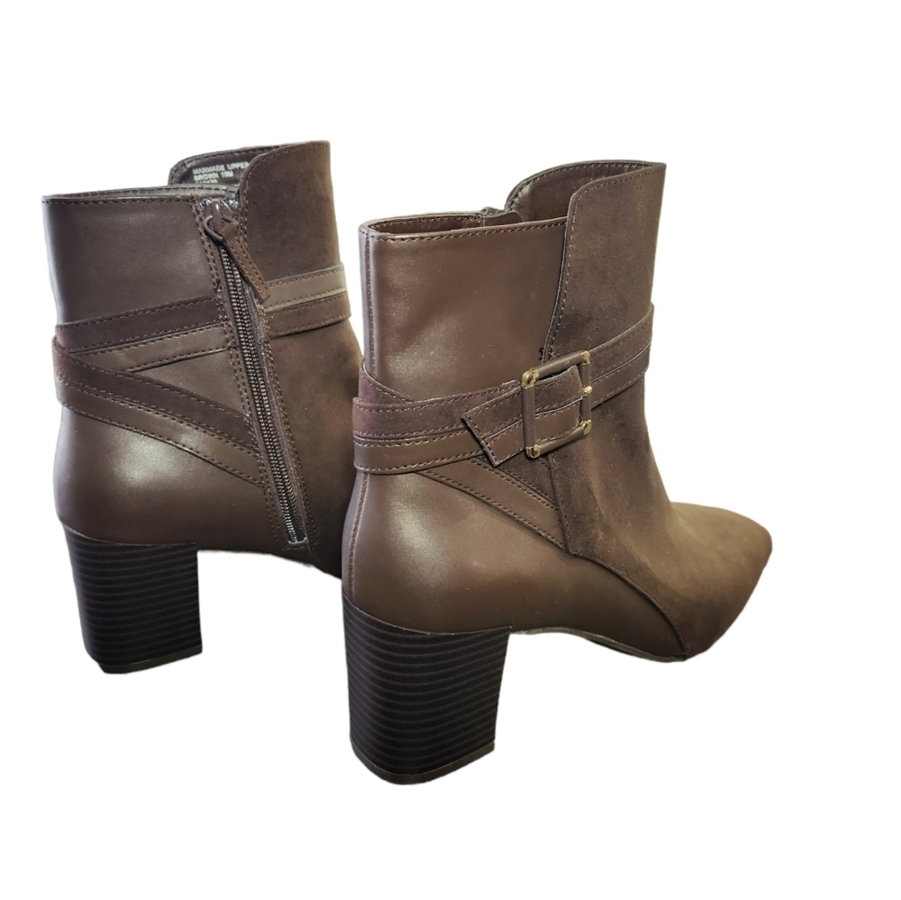 Dress Barn Mila Brown Heel Booties Size 10 Western Fashion Fall Suede Leather - Picture 6 of 11
